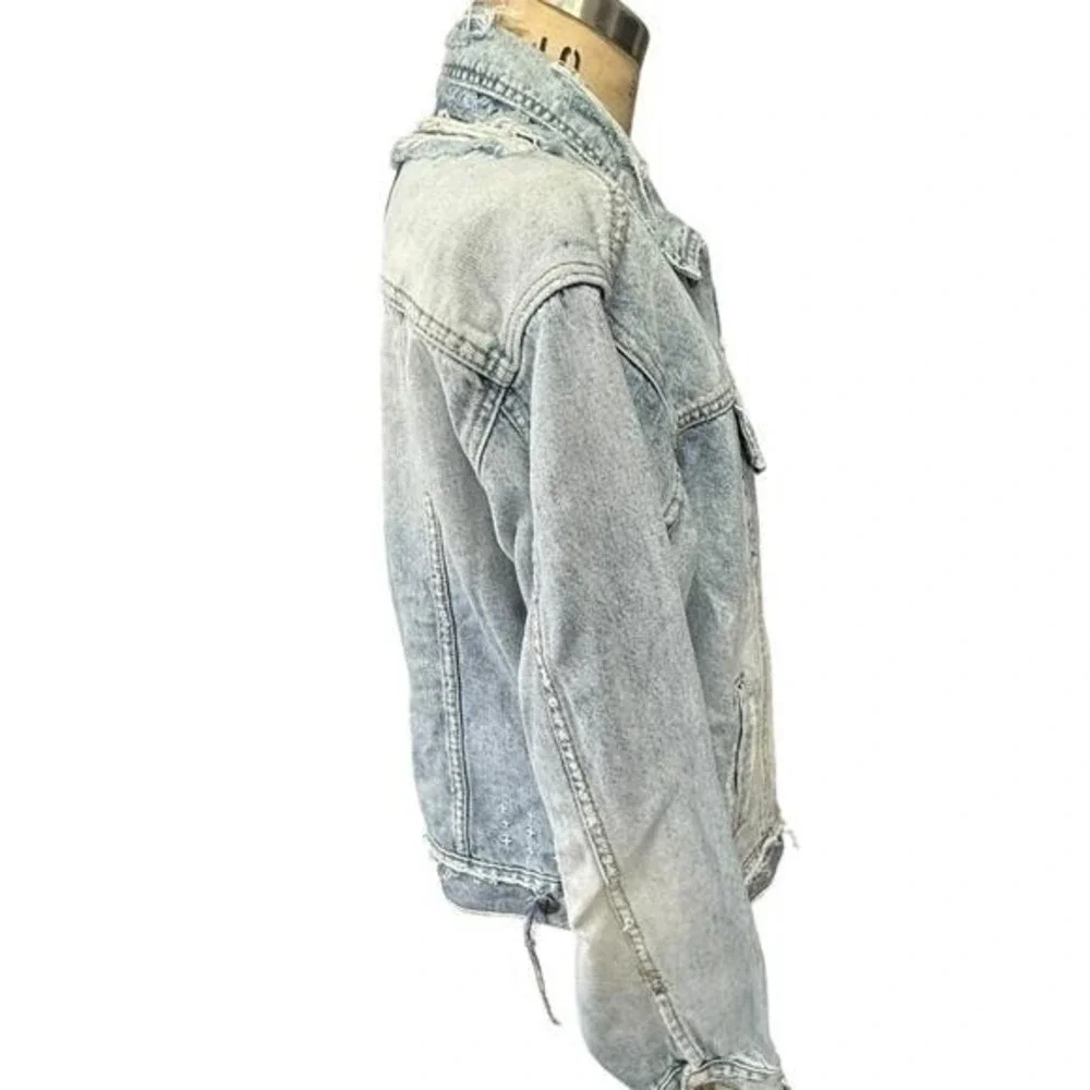 Ksubi Jean Jacket Mens Size XS Destroyed Oversized Light Wash Denim